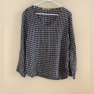 FLAX tunic Sz s black and white checked